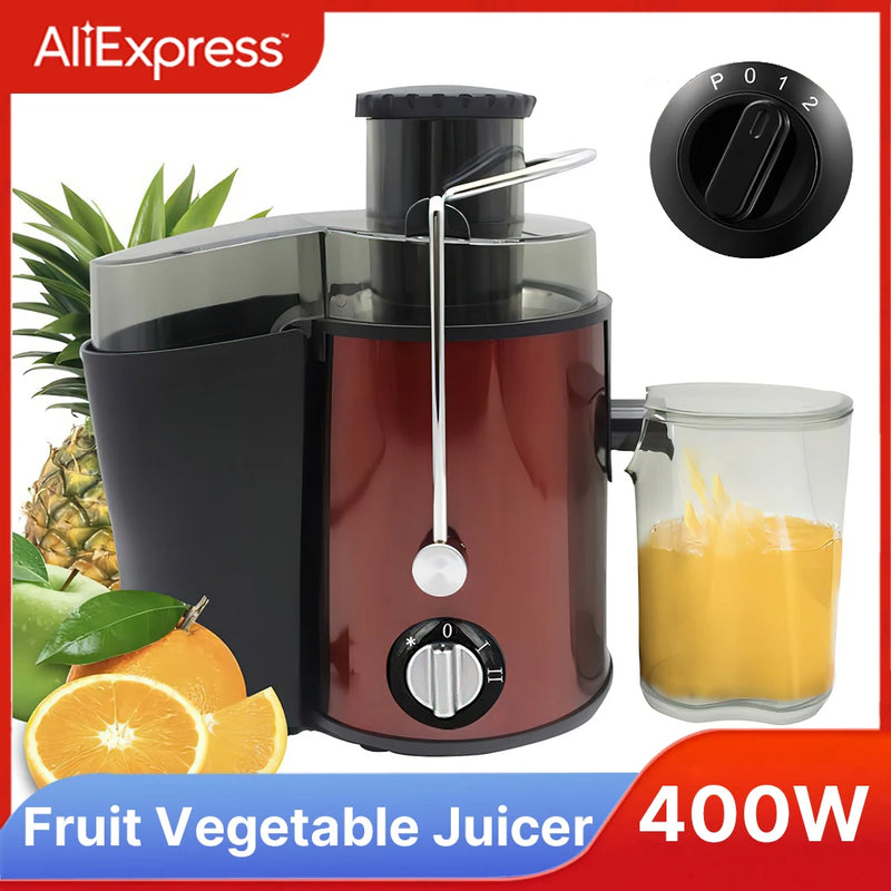 Electric Juicer 400W Stainless Steel Centrifugal Fresh Juice Machine Easy to Clean and Anti-Drip 3 Speeds Fruit Vegetable Juicer