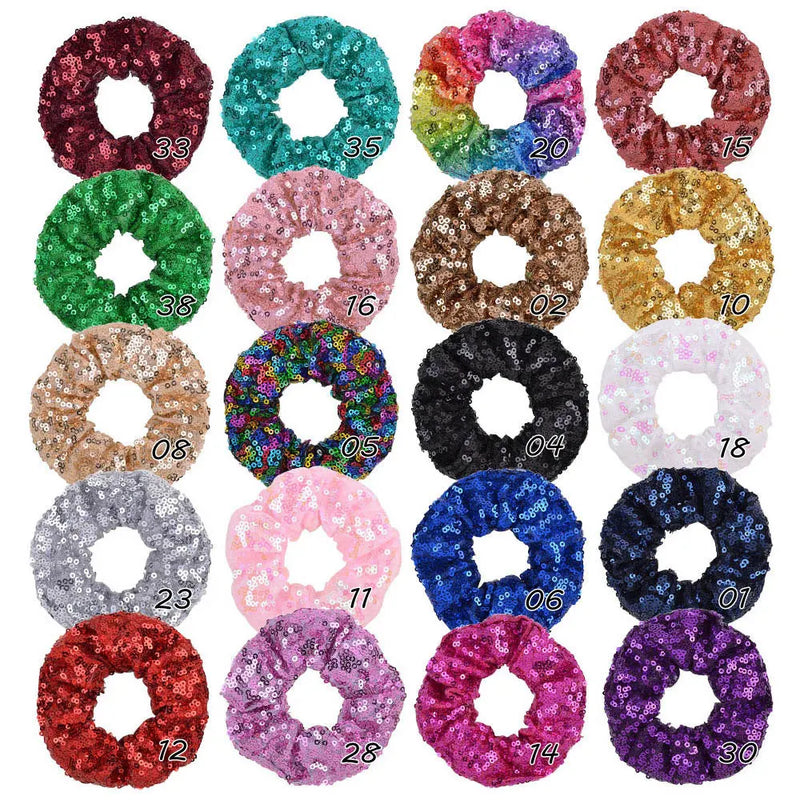 Christmas Party Sequin Hair Scrunchies Women Hair Accessories Scrunchies Elastic Hair Ties Rope Ponytail Holder Hairbands