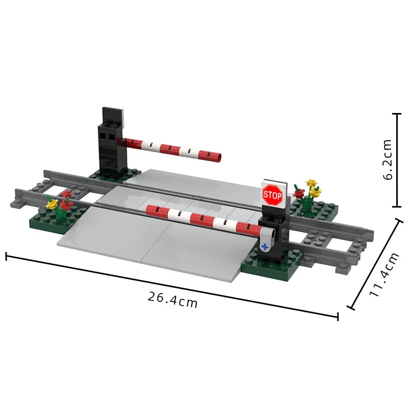 MOC City Train Track Accessories Barrier Barrier Fire Lane Crossing Building Blocks Railing Level Crossing Children's Brick Toys