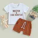 Easter Toddler Boys 2-Piece Outfit Short Sleeve Graphic Tee with Elastic Waist Shorts for Spring Celebrations