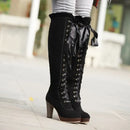 2025 Autumn Winter Sexy Lace Up Knee-high Boot Women's High Boots Female Shoes Boots Women High Heels Leather Woman Boot