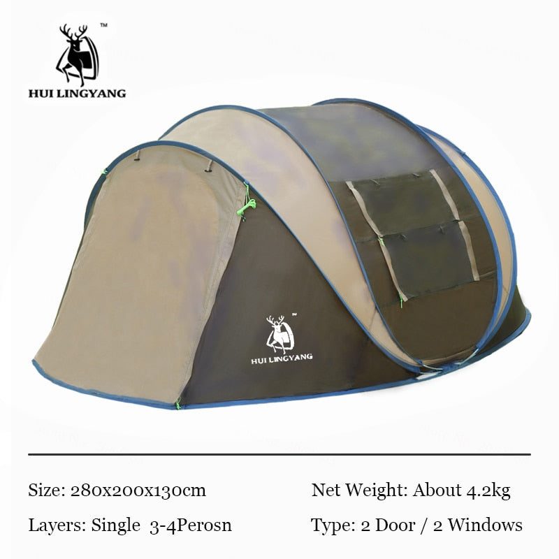 HUI LINGYANG Throw Pop Up Tent 4-6 Person Outdoor Automatic Tents Double Layers Large Family Tent Waterproof Camping Hiking Tent