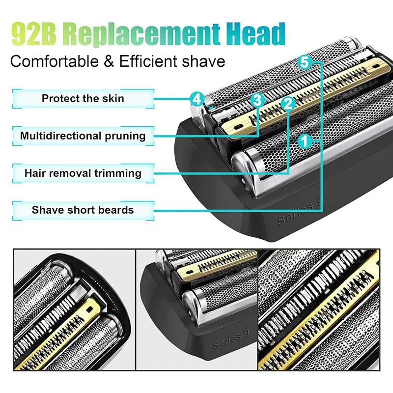 92B Electric Shaver Replacement head compatible with Braun 9 Series, 9290cc,9291cc,9370cc,9293s,9385cc,9390cc,9330s,9296cc