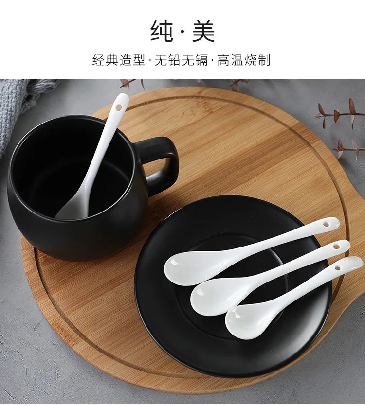 5/10/20/30PCS Ceramic Long Handle Spoons Flatware Dessert Spoon Ice Cream Spoon Tableware Tea  Honey Supplies Kitchen Tools