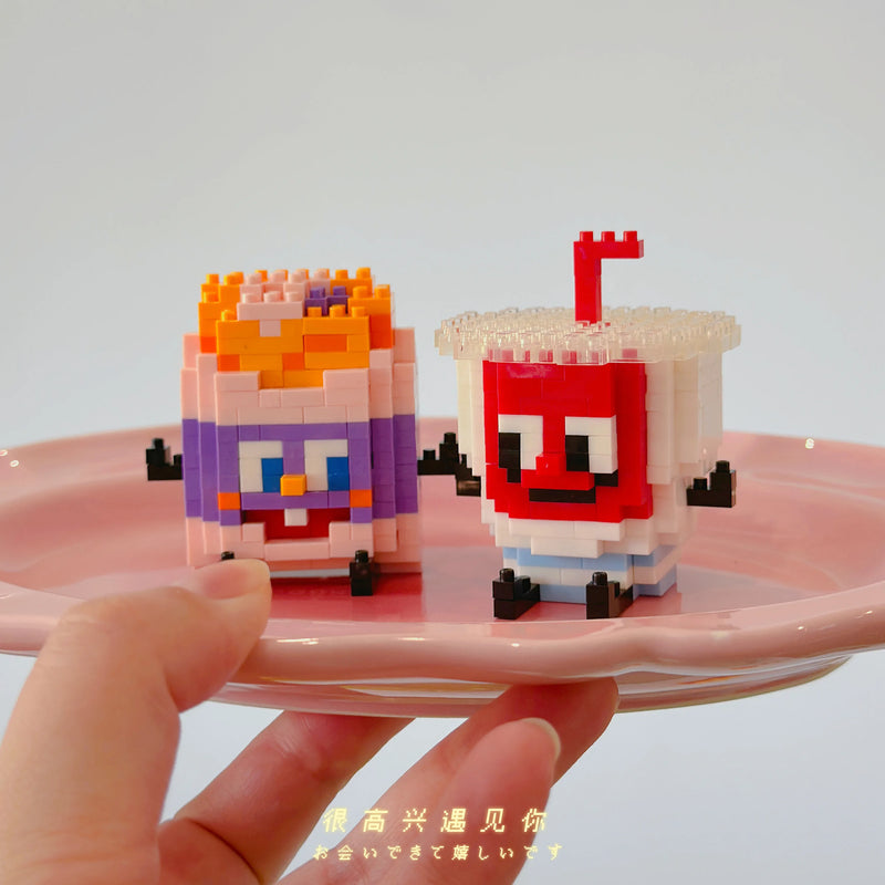 Food Building blocks Mini brick toy Fruit Burger Fries Avocado bread pineapple sandwich Milk drink Jigsaw Puzzle children's gift