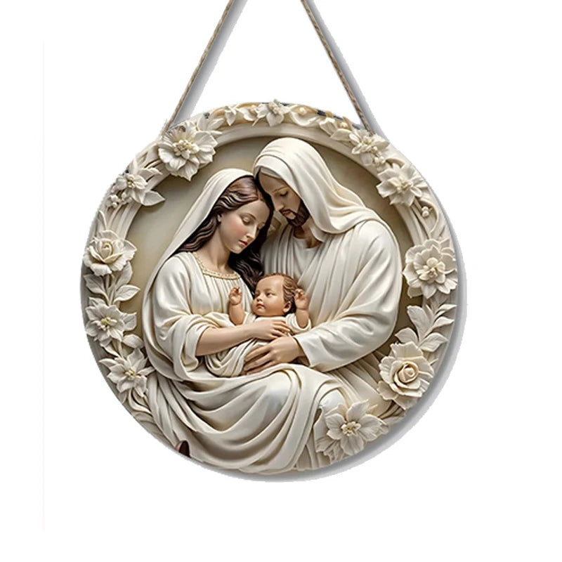 1pcs Easter Nativity Keepsake Christmas Plane Wooden Prayer Pendant Jesus Christ Religiou Hanging Tree Home Furnish Decor Supply