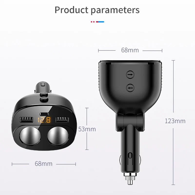 SEAMETAL 3.1A Dual USB Car Charger 2 Port LCD Display 12-24V Cigarette Socket Lighter Fast Car Charger Power Adapter Car Styling