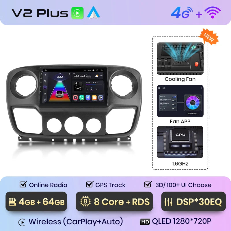 Junsun V1pro Android Auto Radio for Renault Master Nissan NV400 Opel Movan Wireless Carplay 4G Car Multimedia GPS 2din autoradio