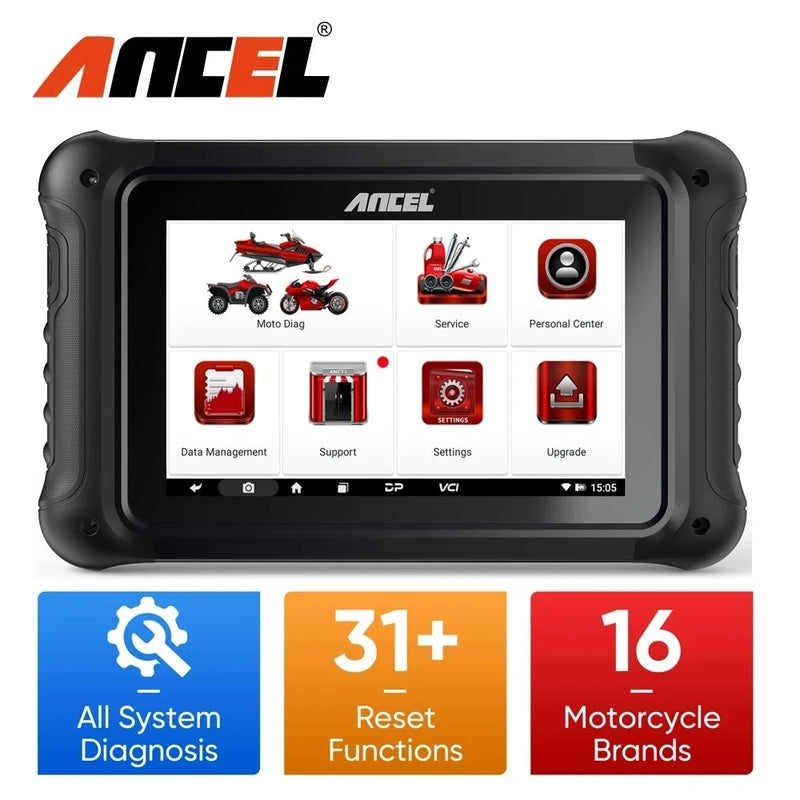 ANCEL MT700 OBD2 Motorcycle Scanner Full System Diagnostic Tool  Oil Reset ABS Bleeding ECU Coding Active Test for Motorcycle