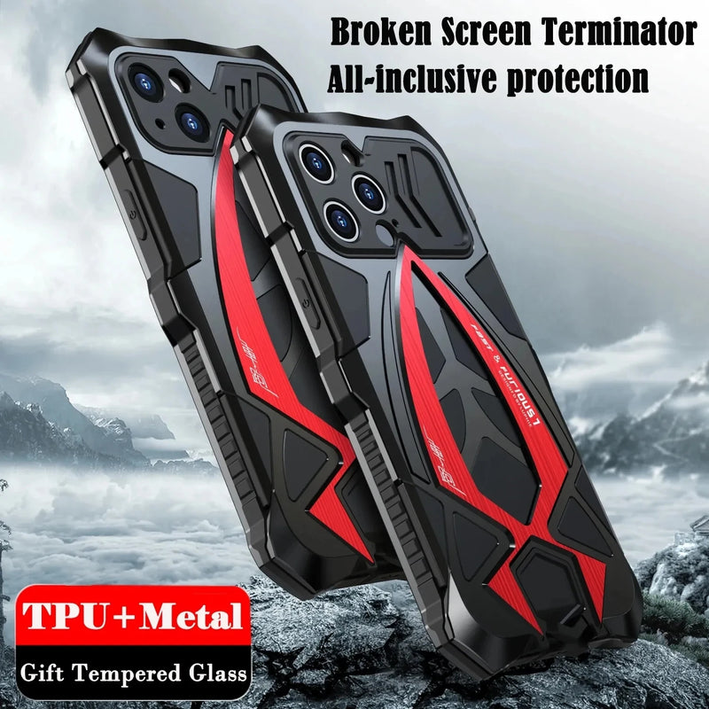 Shockproof Armor All Inclusive Metal Phone Case For iPhone 13 14 15 Pro Max Protection Phone Cover For Samsung S23 S22 S24 Ultra