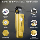 Kemei 90-5 Electric Hair Beard Trimmer for Men 7500 RPM Zero Gap Clipper DLC Blade Cordless Barber Finish Hair Cutting Machine