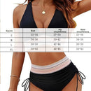 Solid Color Drawstring Bikini Set Fashion High Waist Separate Patchwork Swimwear Drawstring Women Swimsuit Women