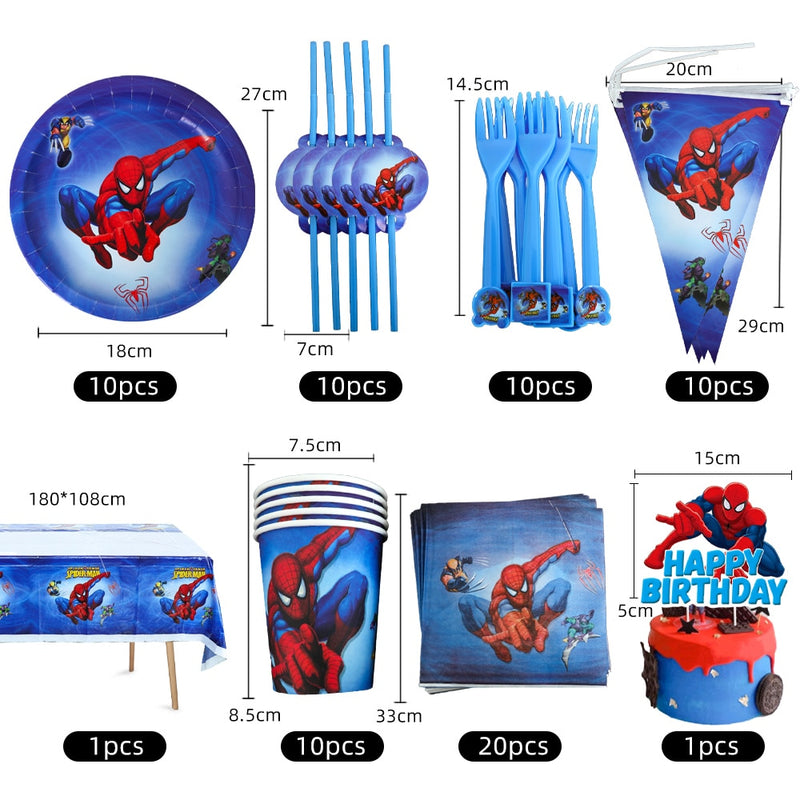 10/20 people Spiderman Theme Birthday Party Decorations Set Paper Cup 7inch Plate Superhero Baby Shower Kids Boys Party Supplies