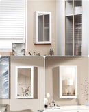 SONGMICS Wall-Mounted Jewellery Cabinet, Mirror with Storage, Lockable Mirrored Cabinet, Jewellery Organiser with Mirror