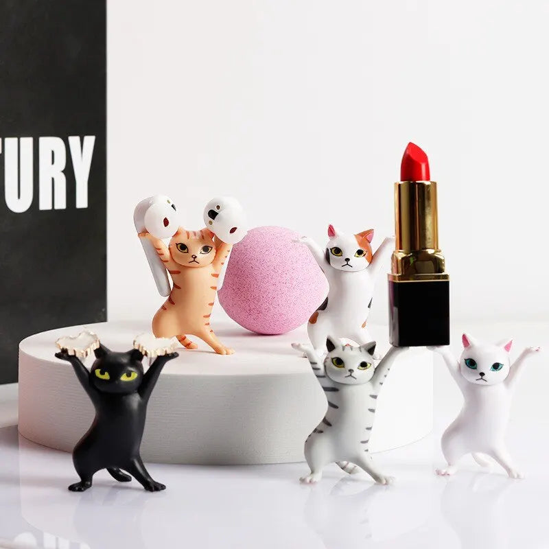 5 PCs Dancing Cat Figure Decoration Animation Cat Model Fashion Toy Enchanting Cat Capsule Toy Doll Cake Decoration