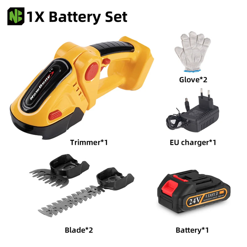 NEWBENY 2 IN 1 Electric Hedge Trimmer Handheld Cordless Lawn Mower Pruning Scissors Garden Power Tool For Makita Battery Pin