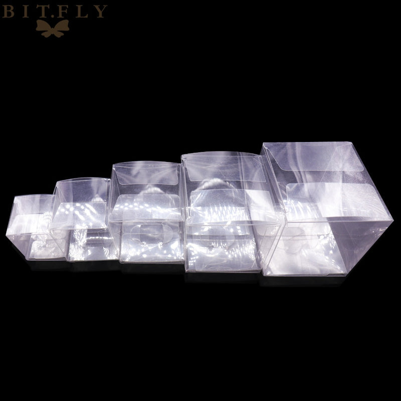 50pcs PVC Clear Transparent Candy Gift Box Birthday Wedding Favor Holder Chocolate Candy Boxes Event Sweet Candy Bags /Jewelry