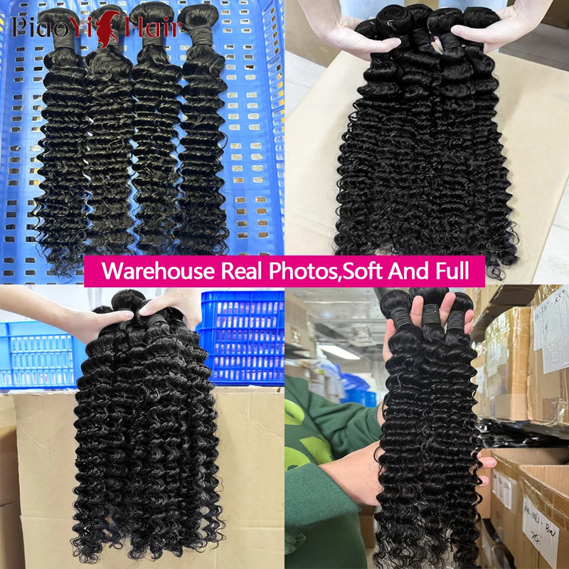 26 28 30Inch Deep Wave Human Hair Bundles 100% Raw Human Hair Bundles Deep Wave Bundles For Women Hair Extensions Top Quality