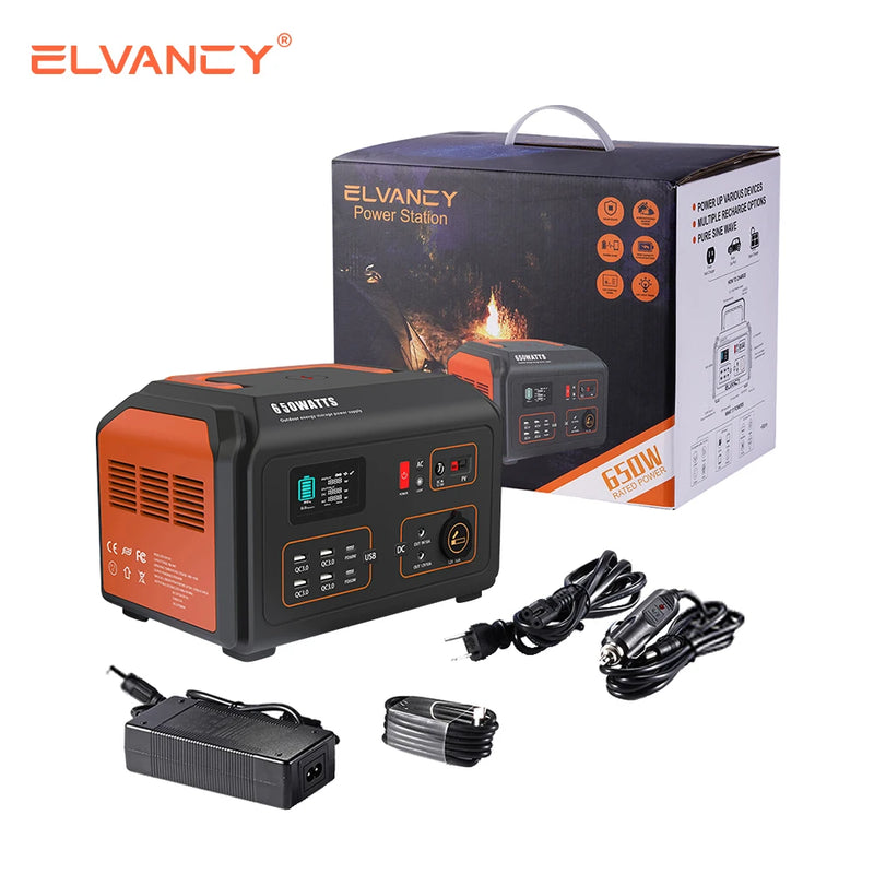 650W Portable Power Station 500W Solar Power Bank 110V Outdoor Camping Rechargeable Generator220V Backup EU NO TAX