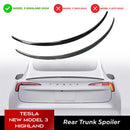 Rear Trunk Spoiler For Tesla New Model 3 Highland 2024 Tail Wing Bright Matte Carbon Pattern Black Accessories