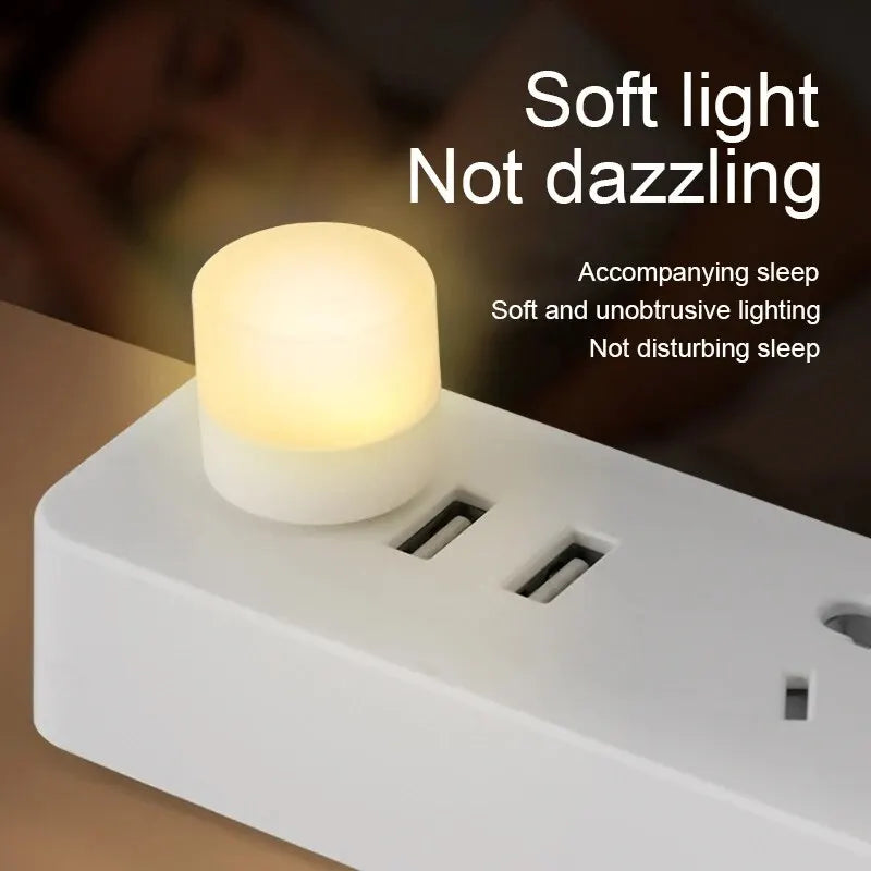 10 Pieces USB Night Light Warm White LED Plug-In Light Bulb Portable Home Environment Light Energy-Saving Reading Night Light