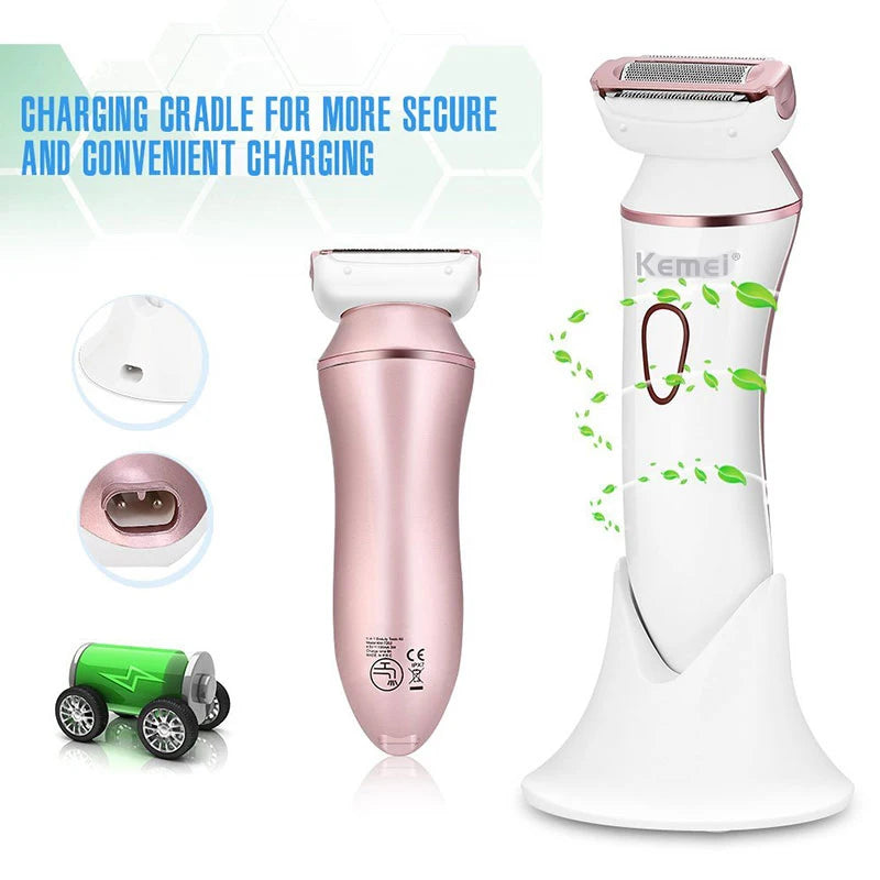 Rechargeable 5in1 women electric shaver female razor facial leg bikini trimmer hair remover body lady shaver for women wet&dry