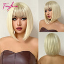 Blue Purple Ombre Cosplay Synthetic Wigs Short Bob Straight Lolita Halloween Hair Wig with Bangs for Women Afro Heat Resistant