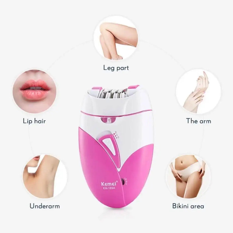 Kemei KM-189A Women's Professional Body Epilator USB Charging is convenient to carry for face, armpit and leg private hair remov