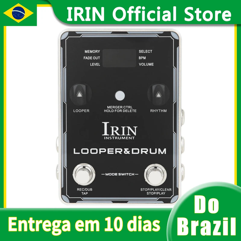 IRIN XS-04 Electric Guitar Effects Pedal Phrase Looper＆Drum Machine 40 Looper 100 Drum Rhythms 10 Metronomes Bass Guitar Parts