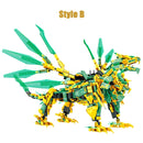 2in1 Ninja Golden Warrior Robot Mech 2 Heads Flying Dragons Set Fighter Figures Building Blocks Toys for Kids Boys Chritmas Gift