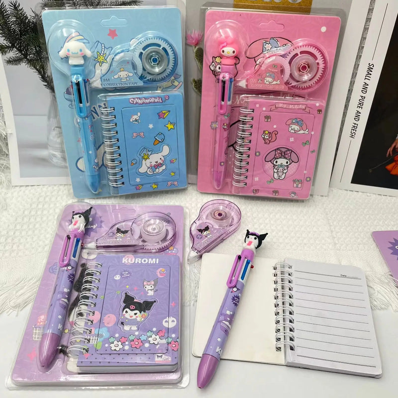 3Pcs/Set 6 Multicolored Pens Sanrio mymelody Kuromi Cinnamoroll Cute Cartoon notebook correction tape School Stationery Supply