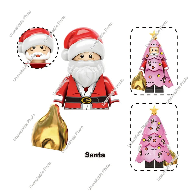 Hot Toys TV6302 TV6303 2024 Merry Christmas Gift Grinch Holiday Elf Santa Rex Darth Vader Building Blocks Mini Action Figure Toy