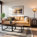 Industrial Coffee Table Set, Stacking Vintage Side End Table, Space Saving, Office Living Room Furniture, 2Pcs