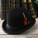 New Men Hat 100% Wool Fedora Hat Unisex Top Show Gentleman Bowler Hat Black Red Magic Hat Presidential Hat Feather Accessories