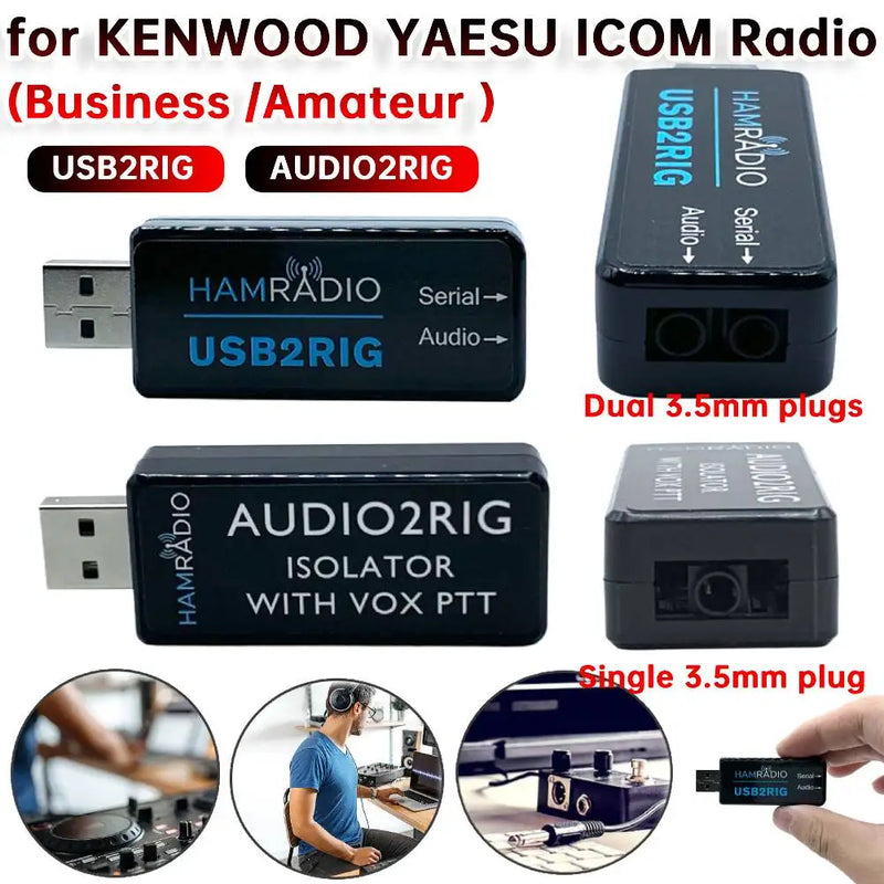 USB2RIG Radio Sound Adapter Support PTT with VOX Control USB Sound Card Connector Adapter TTL/232 Level for KENWOOD YAESU ICOM