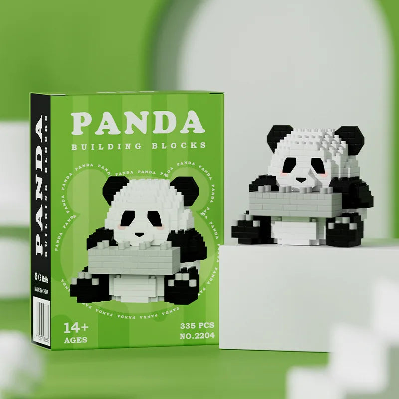 Creative Chinese Giant Panda Building Blocks Flowers Cute Puzzle Assembled Children’s Birthday Gift Casual Assembled Toy