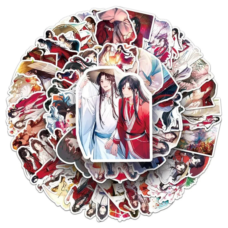 10/58Pcs Heaven Blessing Stickers Funny Anime Stickers Tian Guan Ci Fu Hua Cheng Xie Lian Cosplay Label Sticker Decoration Gift