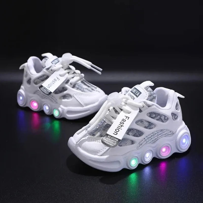 New Children Casual Shoes for Boys Girls Sneakers Autumn Kids Sports Luminous Shoes Baby Mesh Breathable Soft Running 1-6Years