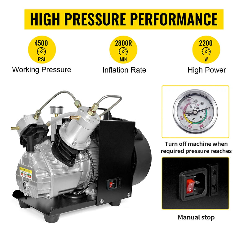 TUXING 300Bar PCP Air Compressor 4500Psi Diving Portable High Pressure Compressor for PCP Paintball Scuba 6.8L Tank TXEDM041