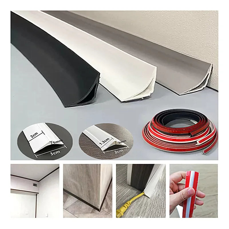 2/4/6/8/10M Self-adhesive Wall Corner Skirting Line Molding Ceiling Caulk Internal Strip Edge Trim Strip Home Decorative Supply