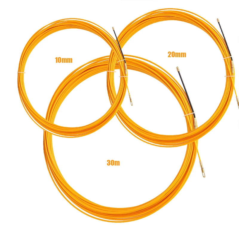 5/10/15//20/25/30M 3mm Cable Puller Fish Tape Yellow Cable Fiberglass Fish Tape Reel Puller Fiberglass Metal Wall Wire Conduit