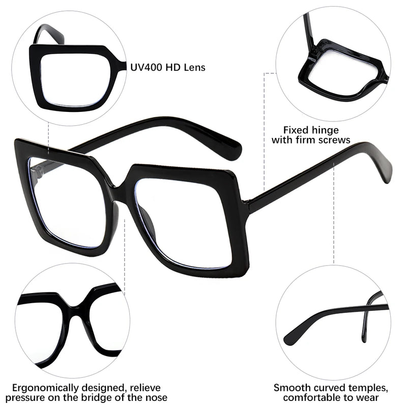 High-definition Anti Blue Light Glasses for Women Men Trendy Big Frame Office Computer Goggles Fashion Blue Ray Blocking Eyewear