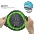 2 Pcs/Set Foldable Silicone Colander Fruit Vegetable Washing Basket Strainer With Handle Strainer Collapsible Drainer