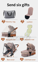 Luxury Baby Stroller 3 in1 Portable Travel Baby Carriage Aluminum Frame Folding Prams High Landscape Car for Newborn Baby BLACK