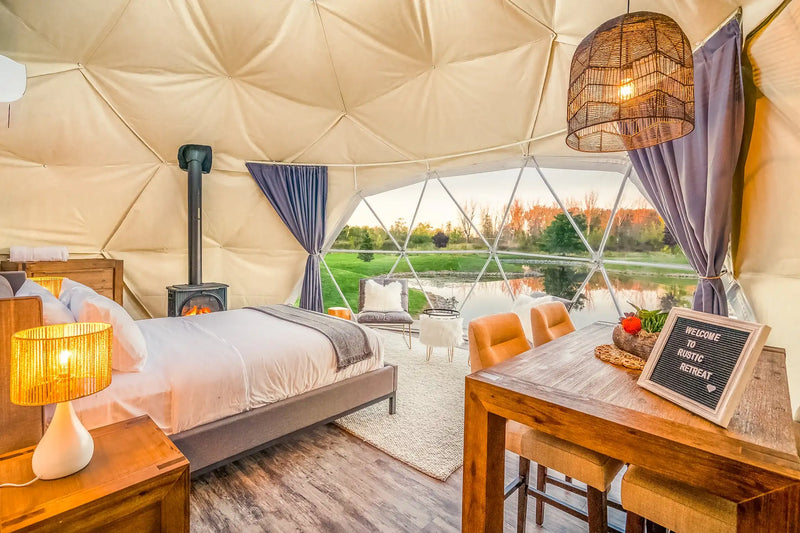 Geodesic Luxury Dome Hotel Manor Tents Resort Forest Glamping Dome Half Domos Pvc Geodesic Dome for Camping Transparent Tent