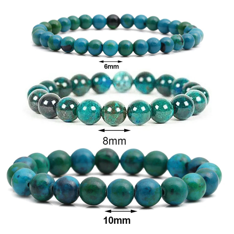 Chrysocolla Malachite Bracelets Women Men Natural Stone Beads Bracelet Round Diabetes Relief Bracelet Healing Jewelry 6/8/10mm