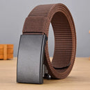 Men's Belt Automatic Metal Buckle Imitation Nylon Webbing Outdoor Work Belt Toothless Automatic Buckle Casual Sports Canvas Belt