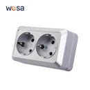 WESA Silvery Wall Surface Button Light Switch EU Spray Paint Plastic Outdoor 1 Gang 1 Way Wall Exterior Rocker On / Off  Switch