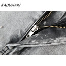 KADUWAKI Chic Able Faux Pearl Embellished Women's Short Denim Jacket 2-piece Set Retro Women's Elegant Zipper A-Line Mini Skirt