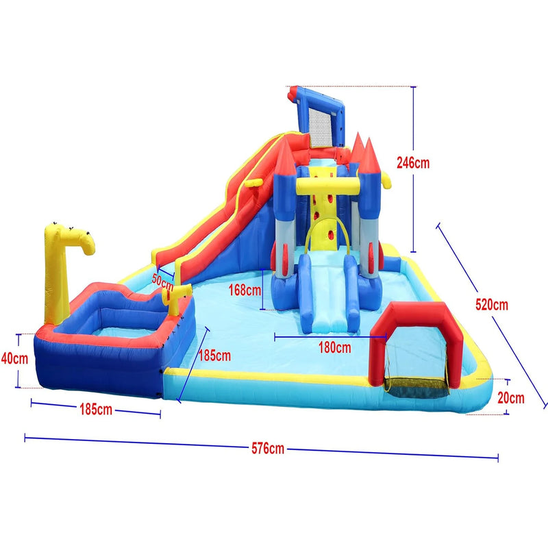 10 in 1 Inflatable Bounce House Water Park for Kids Toys Slide Waterslide with Splash Pool & Basketball & Climbing Wall & Blower